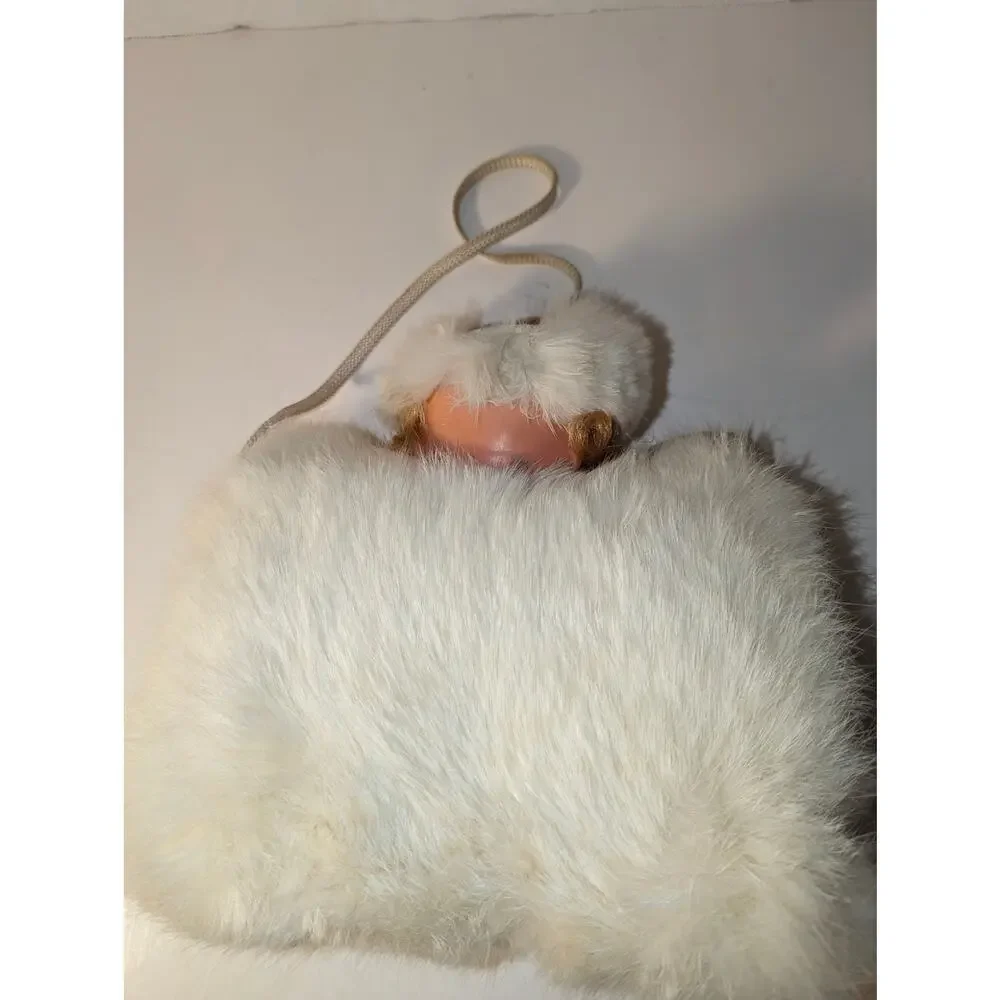 Vintage 1950's Doll Rabbit Fur Muff Hand Warmer